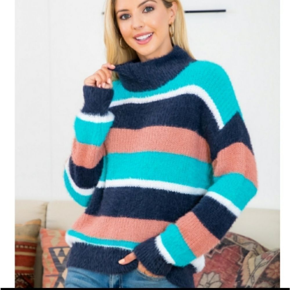 Striped Fuzzy Sweater size L 8-10
